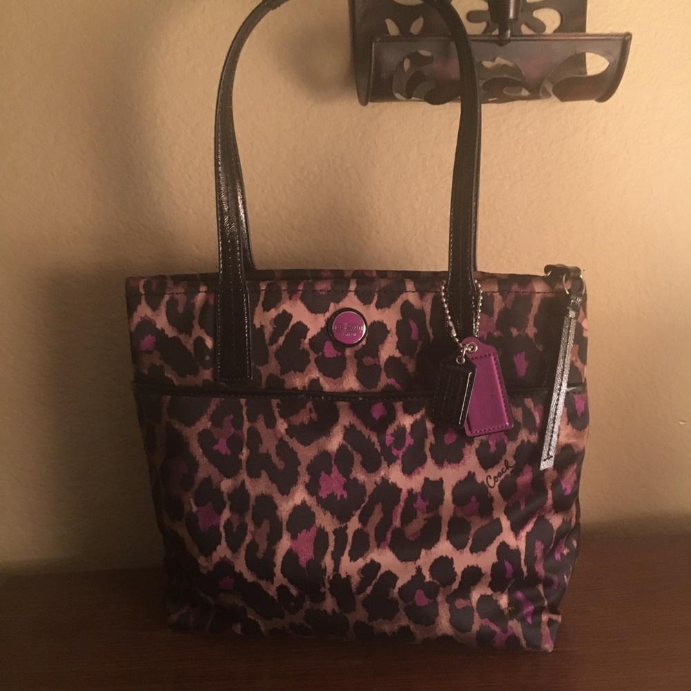 Coach leopard small tote bag